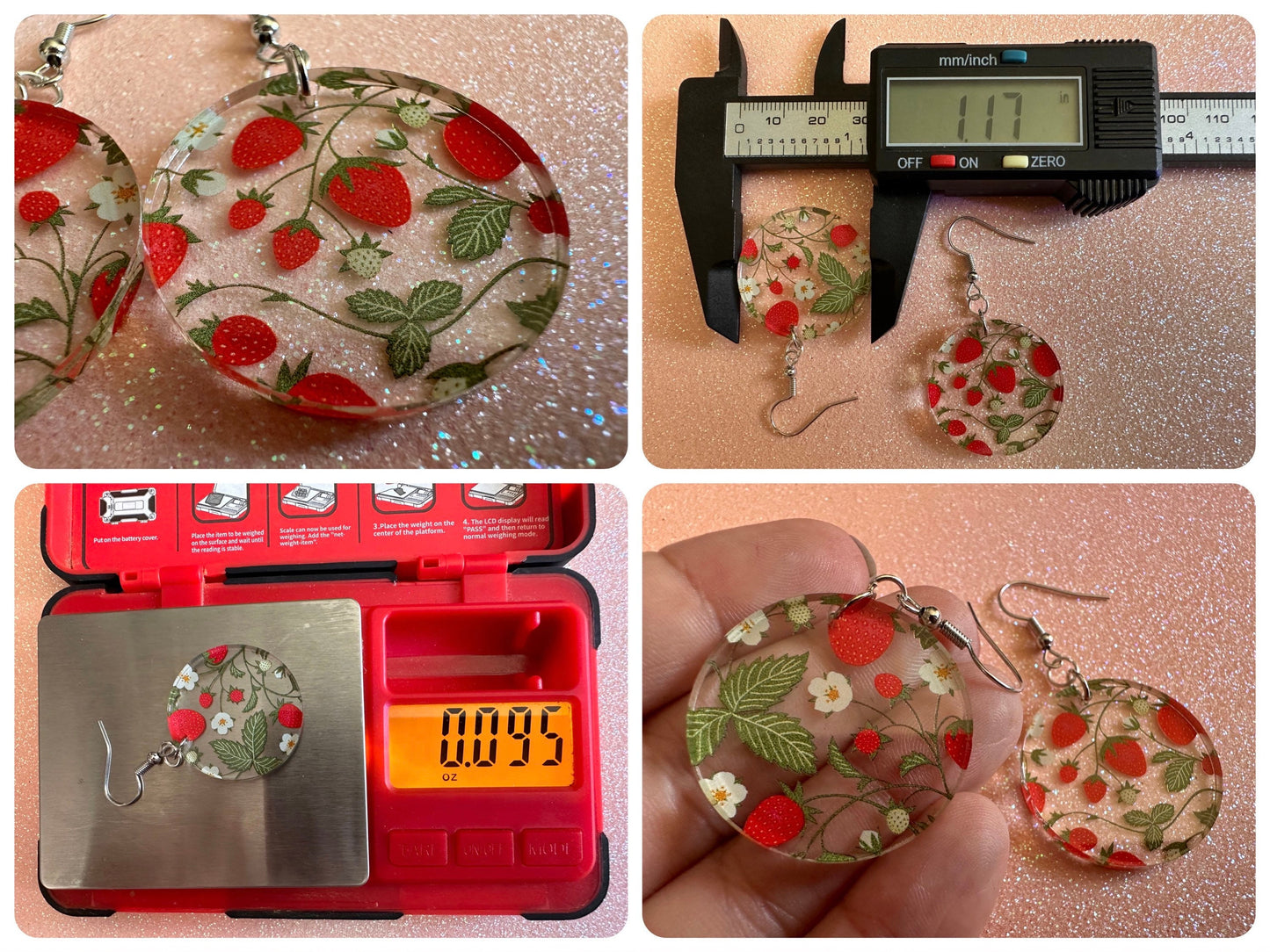 Strawberry Earrings: Laser Cut Acrylic Strawberries, Fruit, Juicy, Summer Vibes, Food Earrings, Green Earrings, Best Gifts for Her/Him/Them