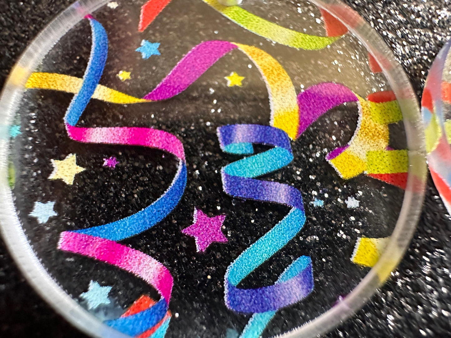 Streamer Earrings: Laser Cut Acrylic Steamers, Celebrate, Party, Festive, Colorful, Stars, Birthday, Happy, Best Gifts for Her/Him/Them