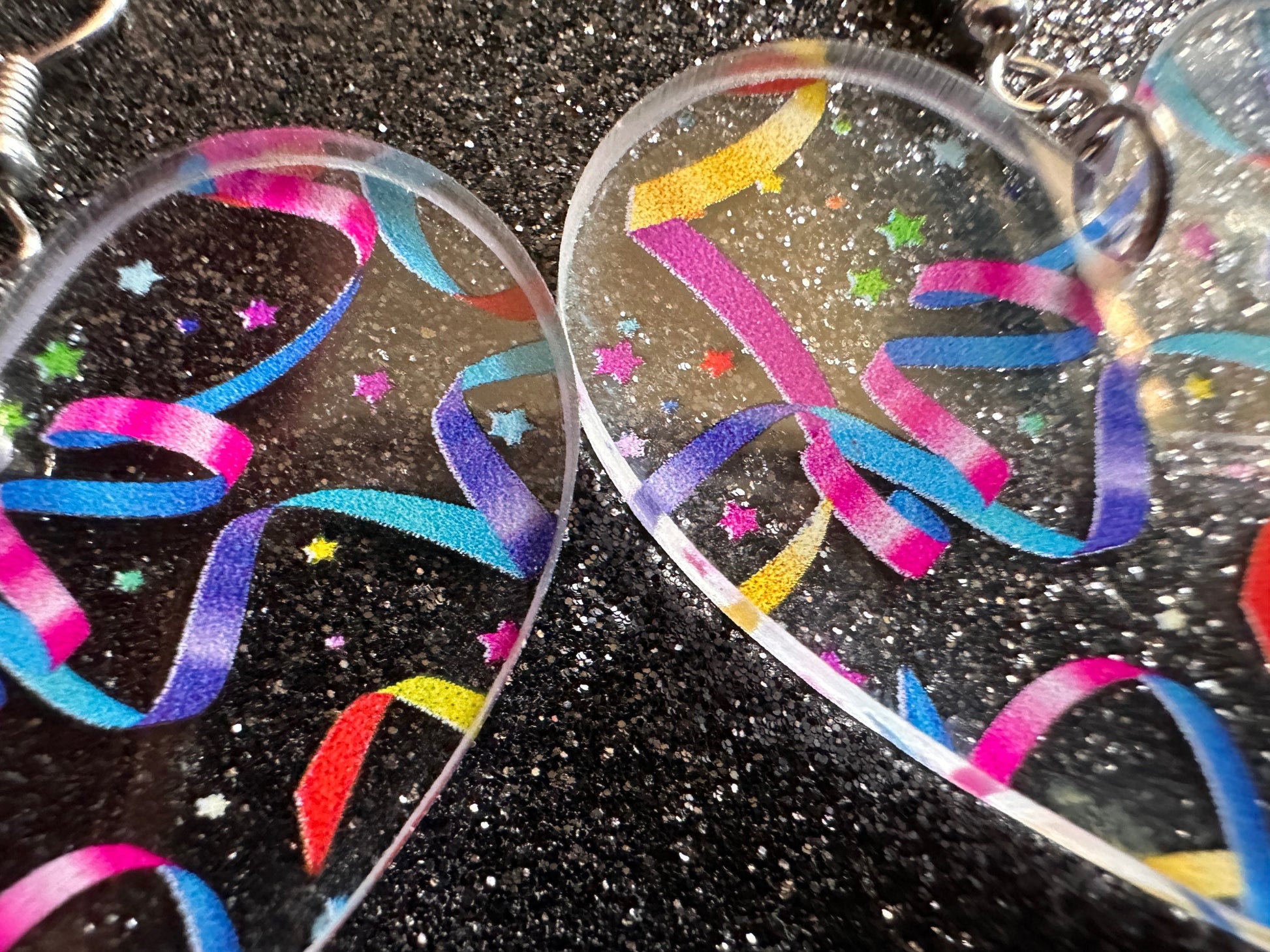Streamer Earrings: Laser Cut Acrylic Steamers, Celebrate, Party, Festive, Colorful, Stars, Birthday, Happy, Best Gifts for Her/Him/Them