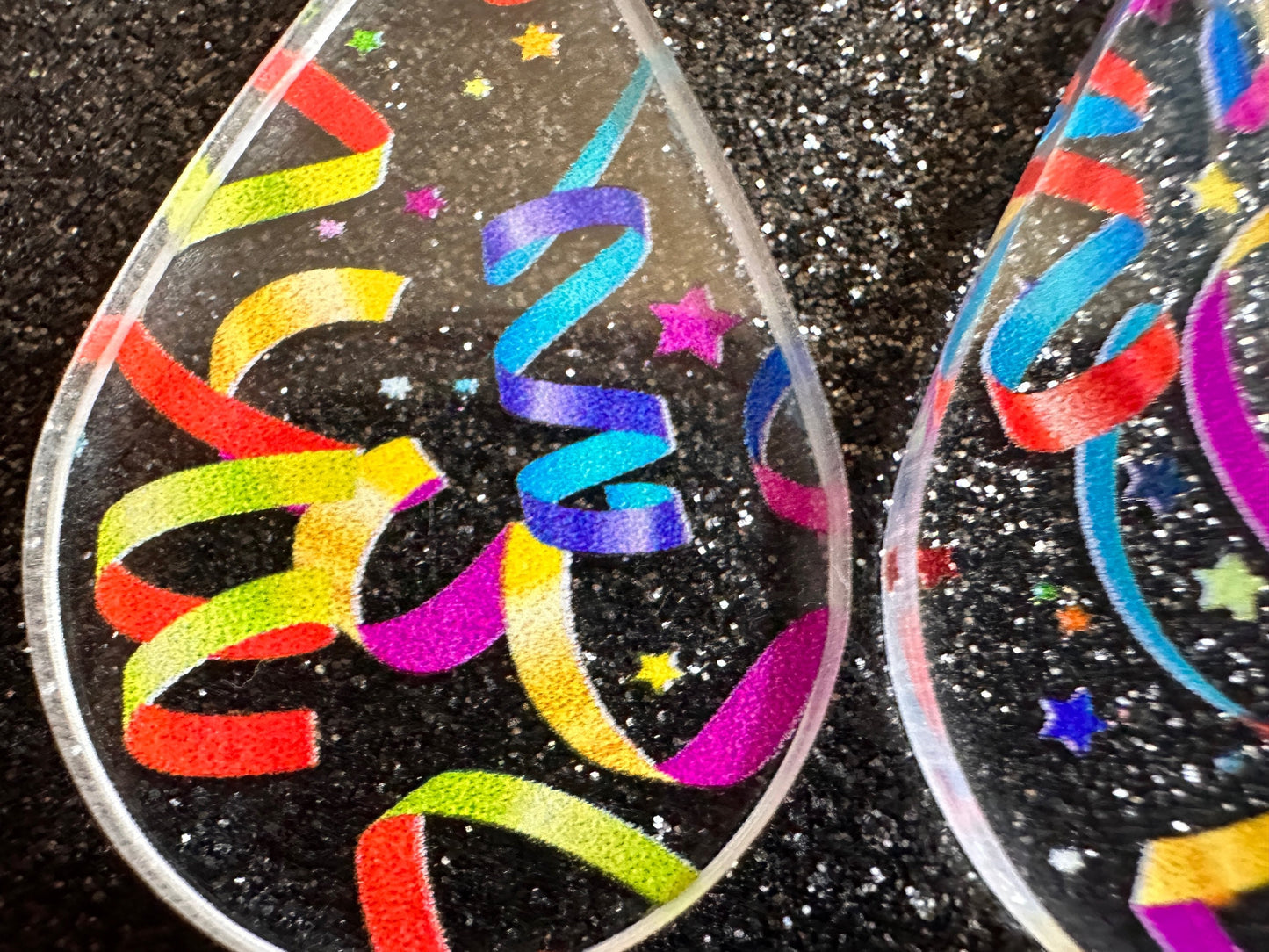 Streamer Earrings: Laser Cut Acrylic Steamers, Celebrate, Party, Festive, Colorful, Stars, Birthday, Happy, Best Gifts for Her/Him/Them