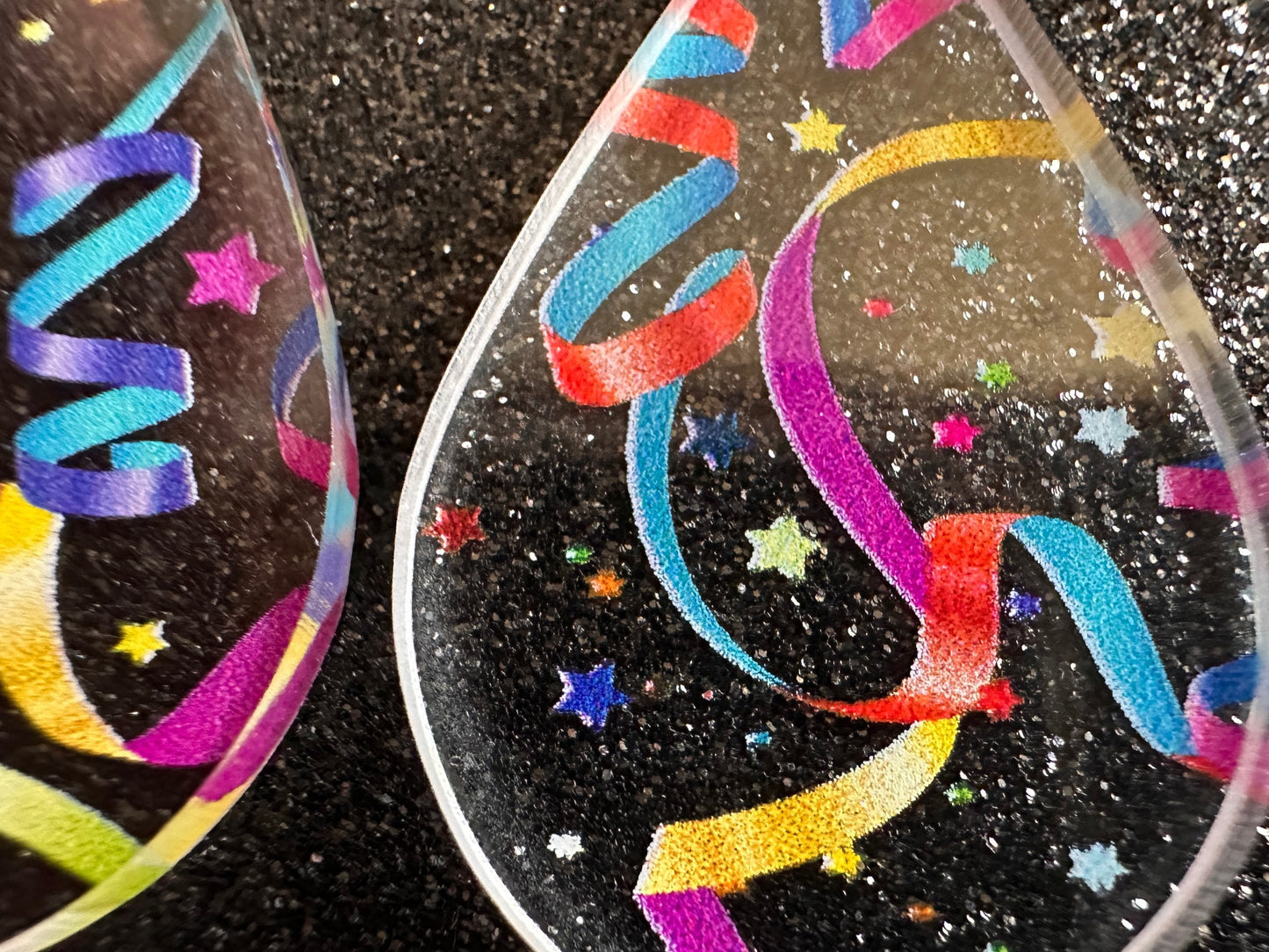 Streamer Earrings: Laser Cut Acrylic Steamers, Celebrate, Party, Festive, Colorful, Stars, Birthday, Happy, Best Gifts for Her/Him/Them
