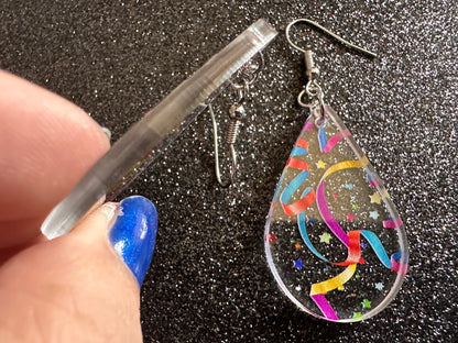 Streamer Earrings: Laser Cut Acrylic Steamers, Celebrate, Party, Festive, Colorful, Stars, Birthday, Happy, Best Gifts for Her/Him/Them