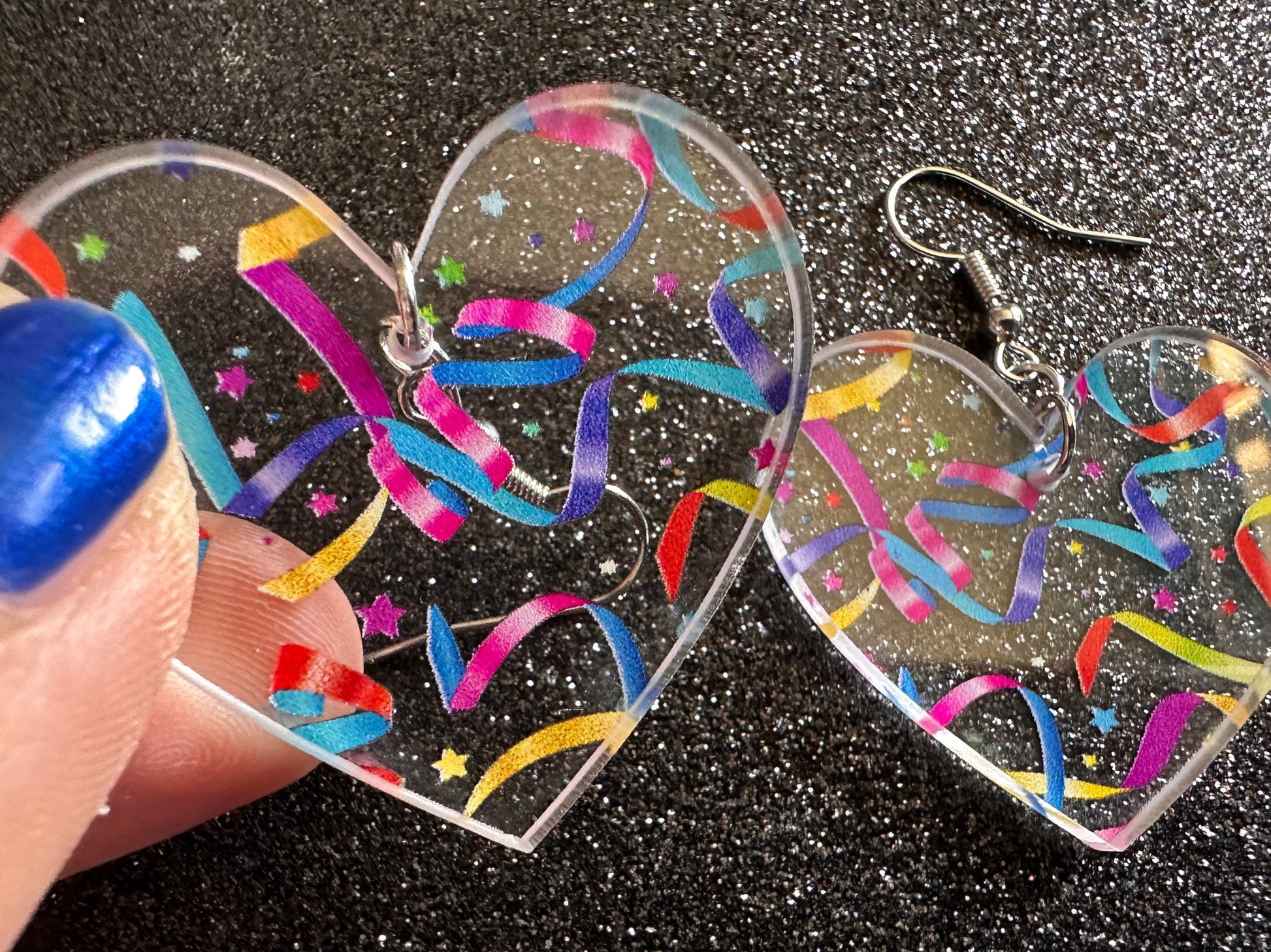 Streamer Earrings: Laser Cut Acrylic Steamers, Celebrate, Party, Festive, Colorful, Stars, Birthday, Happy, Best Gifts for Her/Him/Them