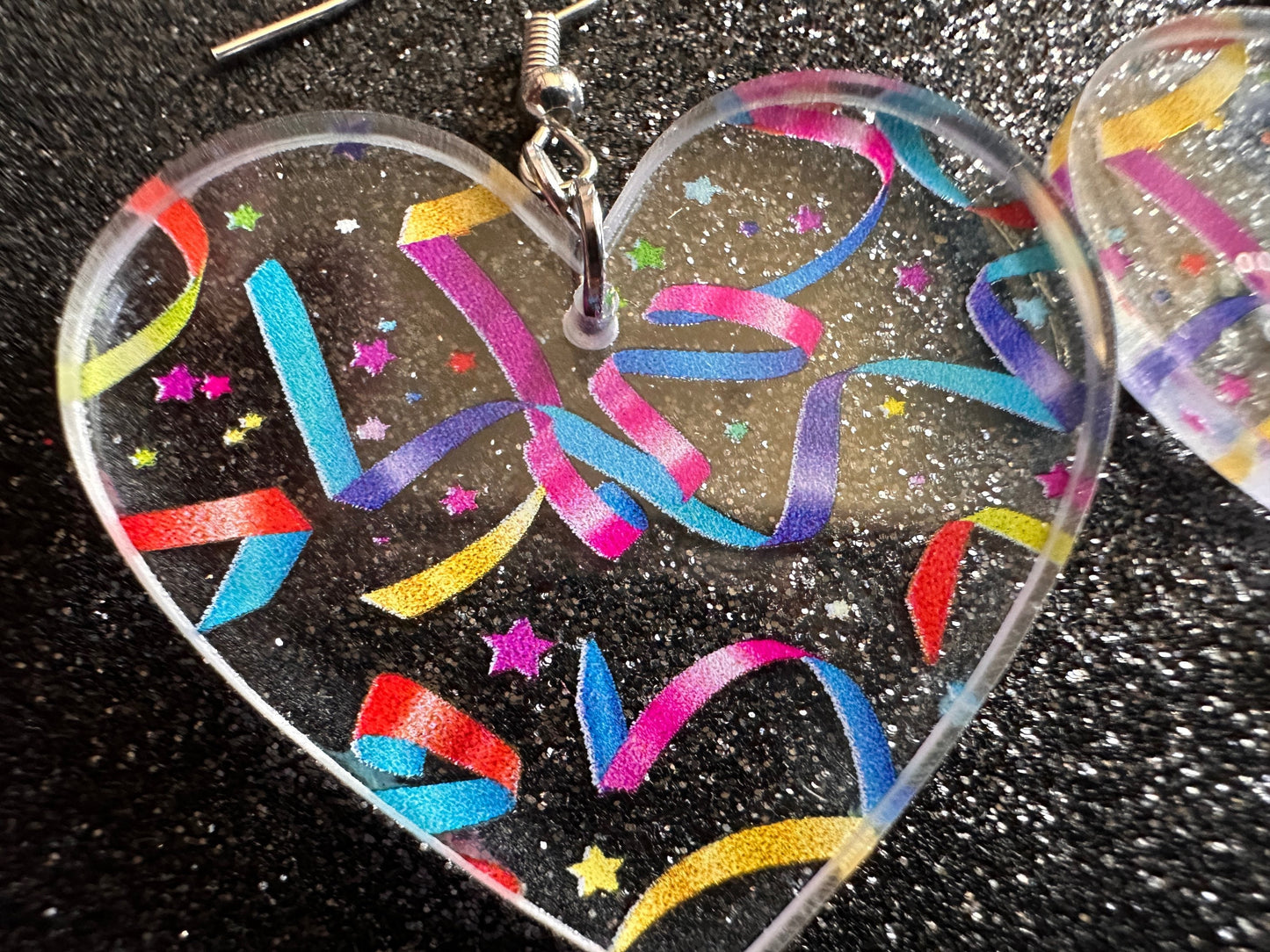 Streamer Earrings: Laser Cut Acrylic Steamers, Celebrate, Party, Festive, Colorful, Stars, Birthday, Happy, Best Gifts for Her/Him/Them
