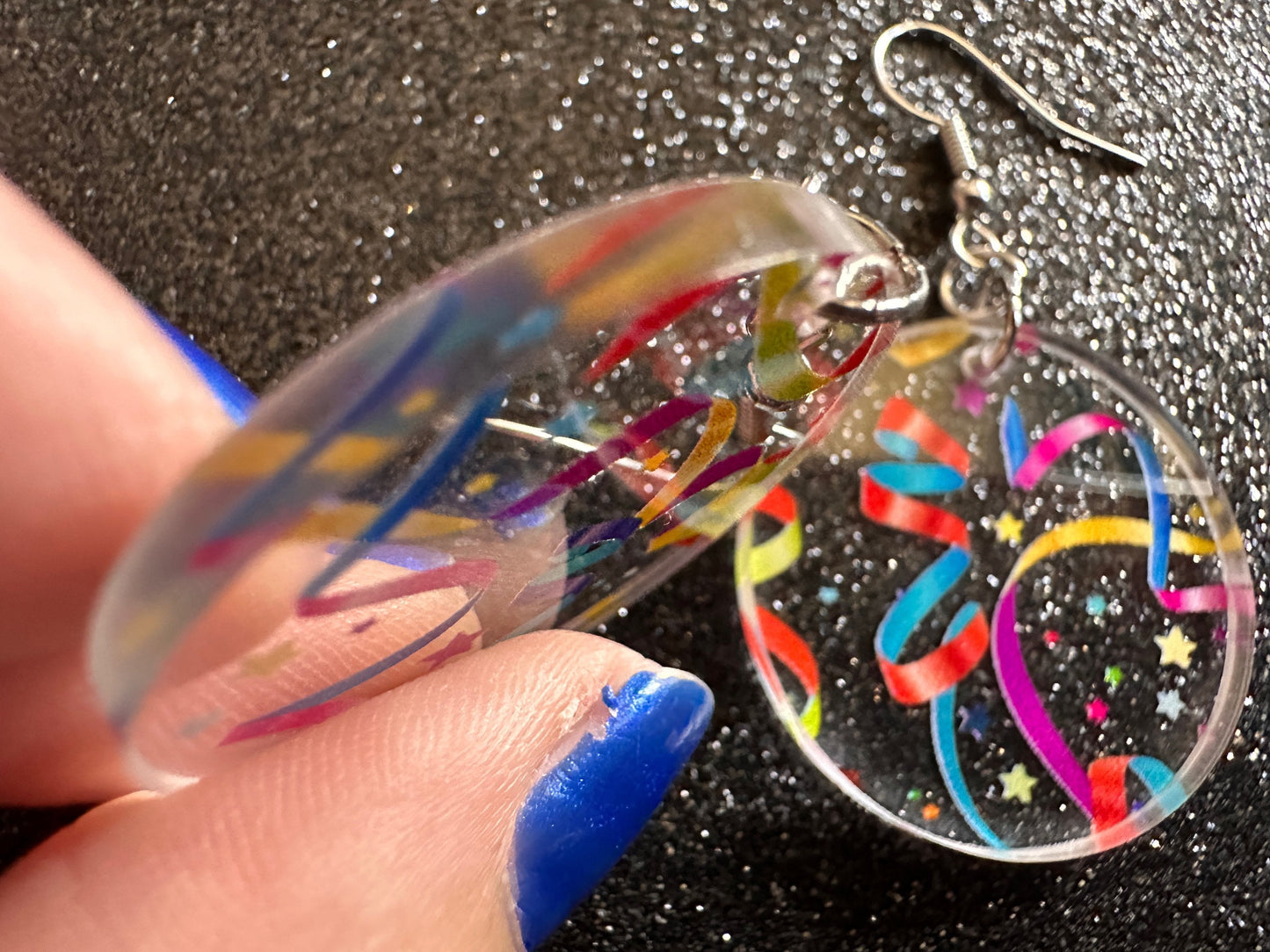 Streamer Earrings: Laser Cut Acrylic Steamers, Celebrate, Party, Festive, Colorful, Stars, Birthday, Happy, Best Gifts for Her/Him/Them