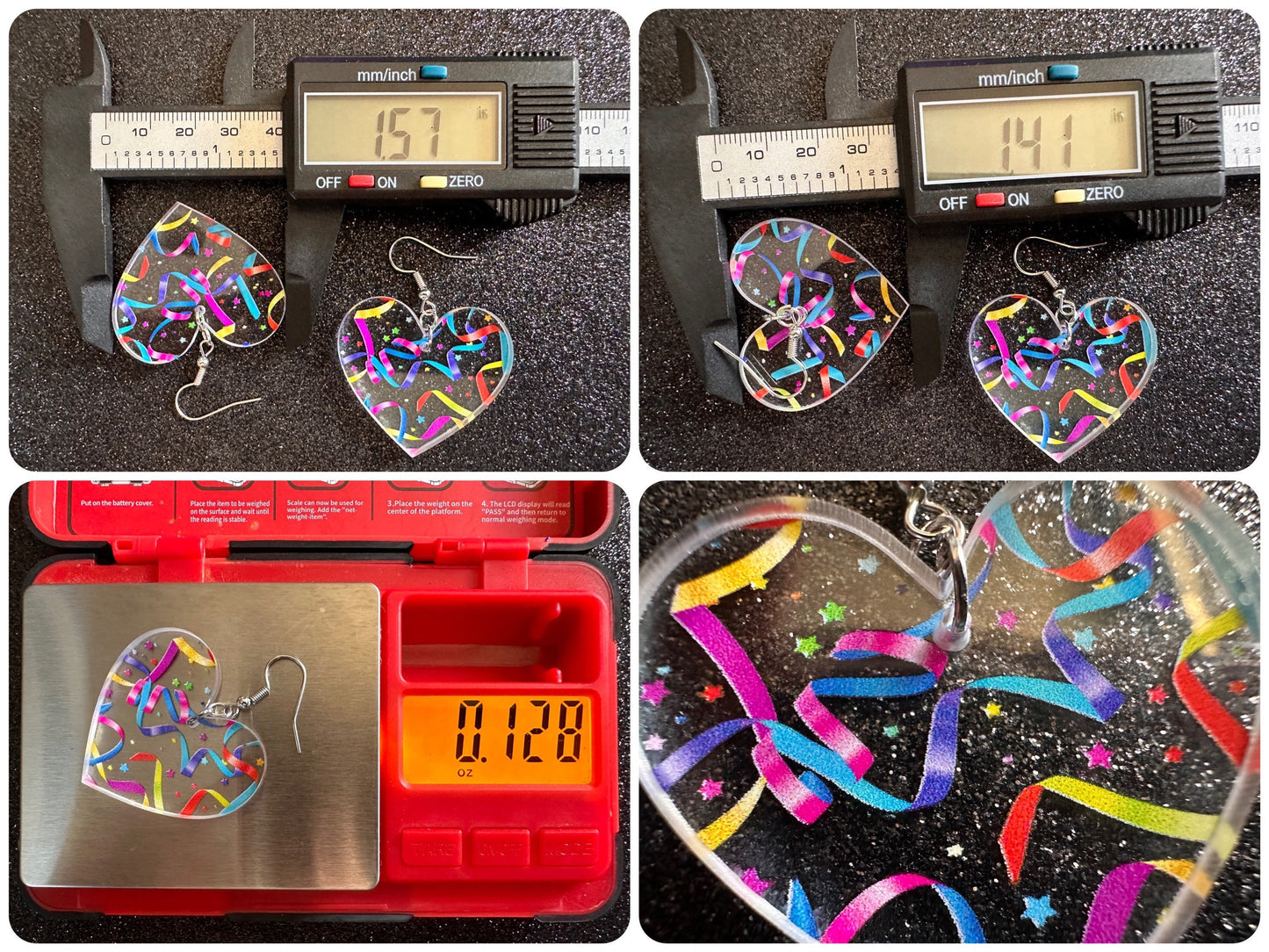 Streamer Earrings: Laser Cut Acrylic Steamers, Celebrate, Party, Festive, Colorful, Stars, Birthday, Happy, Best Gifts for Her/Him/Them
