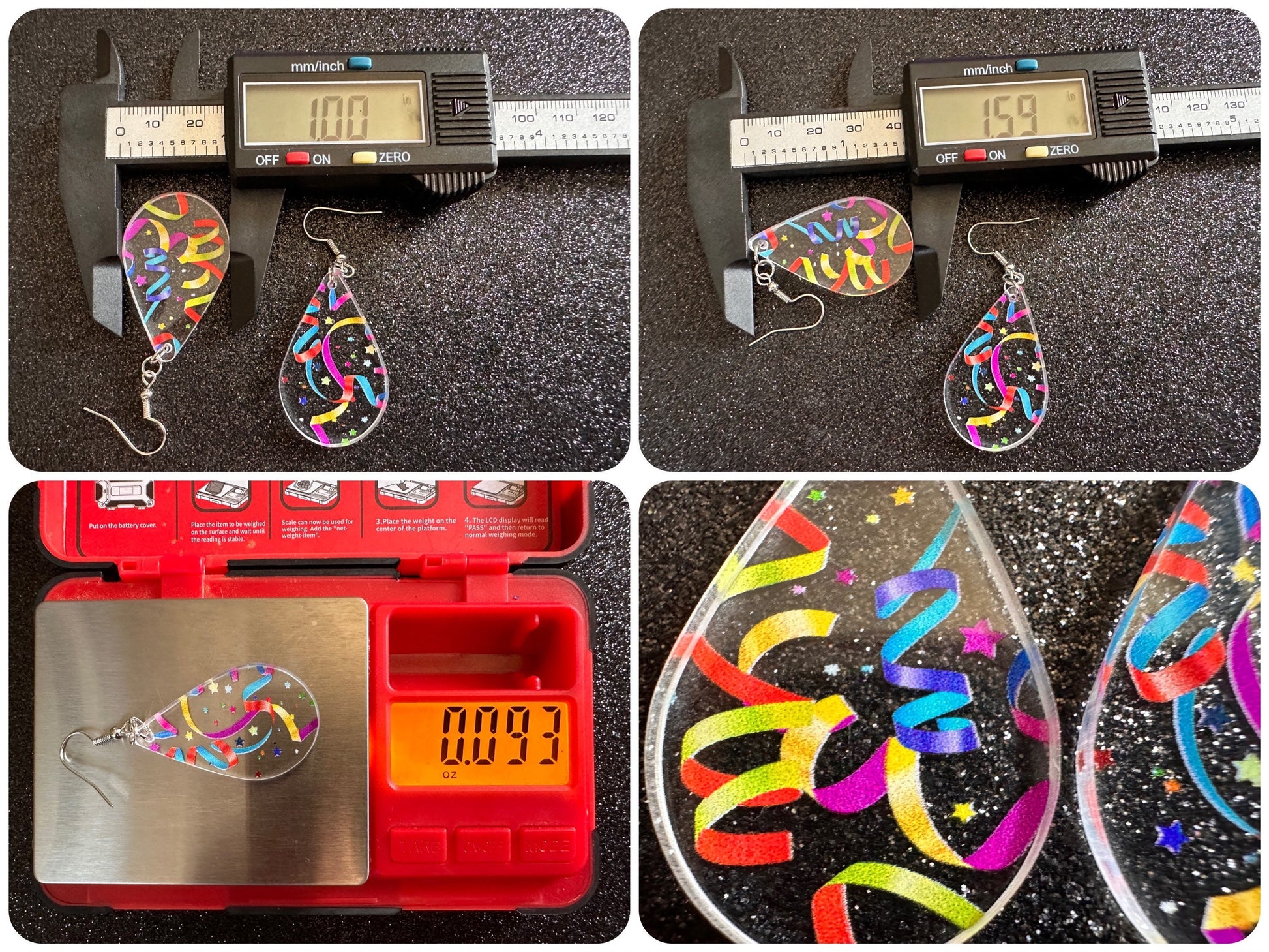 Streamer Earrings: Laser Cut Acrylic Steamers, Celebrate, Party, Festive, Colorful, Stars, Birthday, Happy, Best Gifts for Her/Him/Them