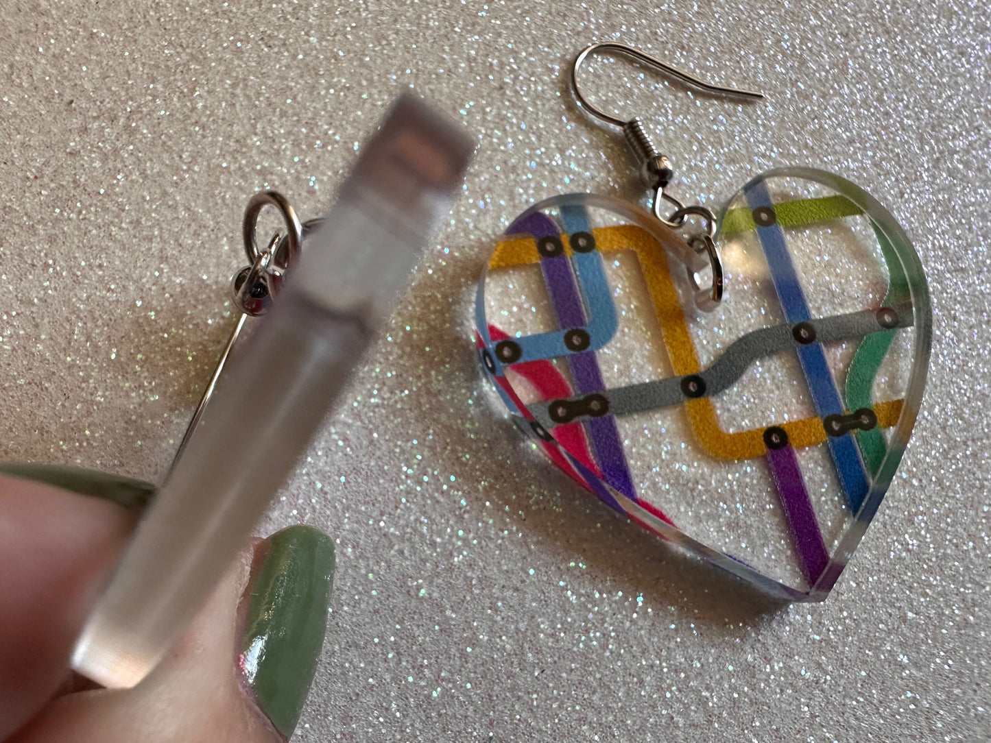 Subway Earrings: Laser Cut Acrylic Subway Map, NYC Subway, Metro, Underground, Travel, Train, U-Bahn, Colorful, Best Gifts for Her/Him/Them