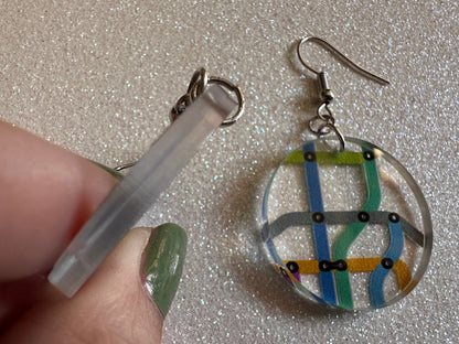 Subway Earrings: Laser Cut Acrylic Subway Map, NYC Subway, Metro, Underground, Travel, Train, U-Bahn, Colorful, Best Gifts for Her/Him/Them
