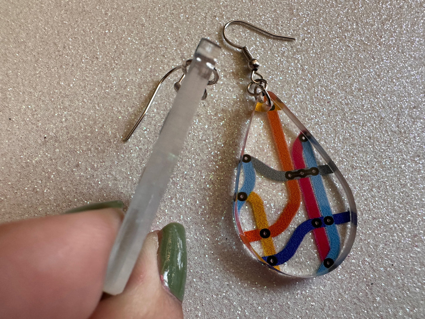 Subway Earrings: Laser Cut Acrylic Subway Map, NYC Subway, Metro, Underground, Travel, Train, U-Bahn, Colorful, Best Gifts for Her/Him/Them