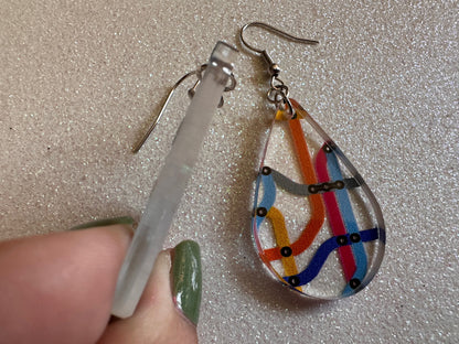 Subway Earrings: Laser Cut Acrylic Subway Map, NYC Subway, Metro, Underground, Travel, Train, U-Bahn, Colorful, Best Gifts for Her/Him/Them