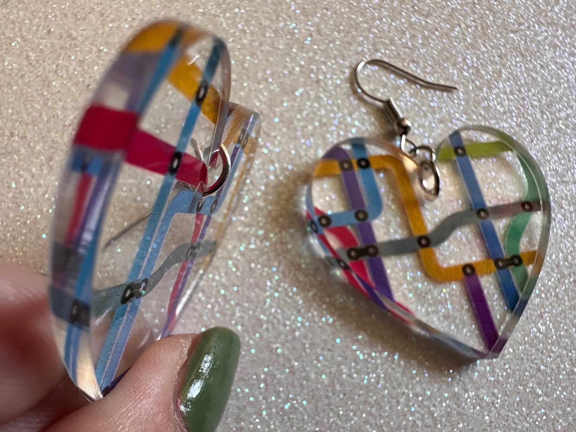 Subway Earrings: Laser Cut Acrylic Subway Map, NYC Subway, Metro, Underground, Travel, Train, U-Bahn, Colorful, Best Gifts for Her/Him/Them