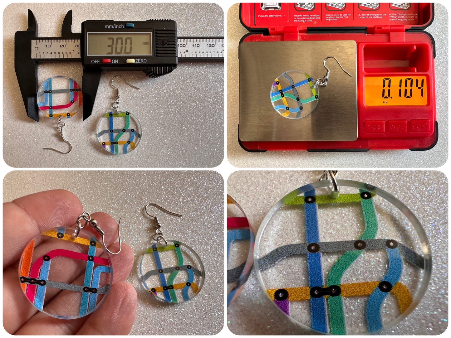 Subway Earrings: Laser Cut Acrylic Subway Map, NYC Subway, Metro, Underground, Travel, Train, U-Bahn, Colorful, Best Gifts for Her/Him/Them