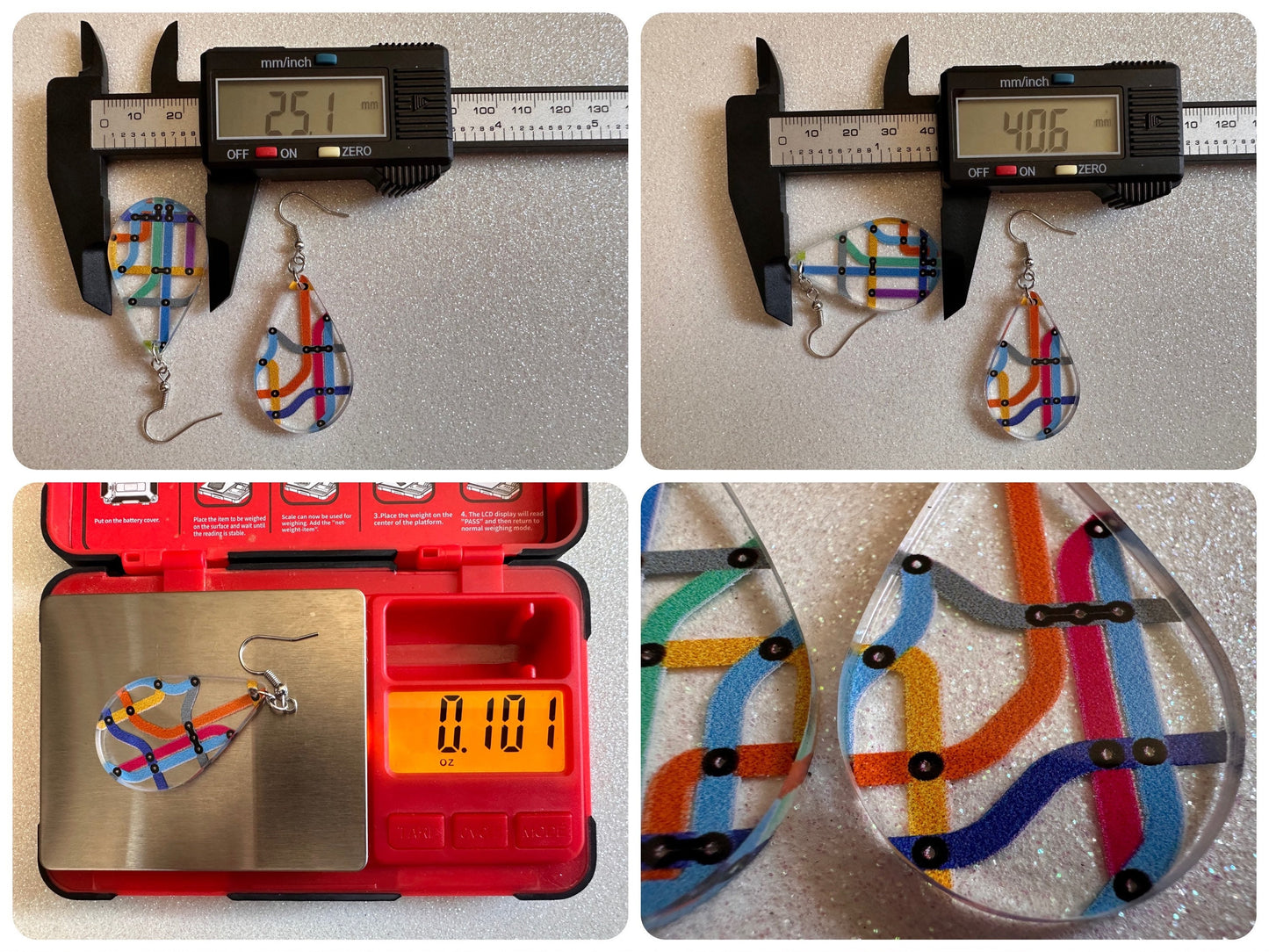 Subway Earrings: Laser Cut Acrylic Subway Map, NYC Subway, Metro, Underground, Travel, Train, U-Bahn, Colorful, Best Gifts for Her/Him/Them