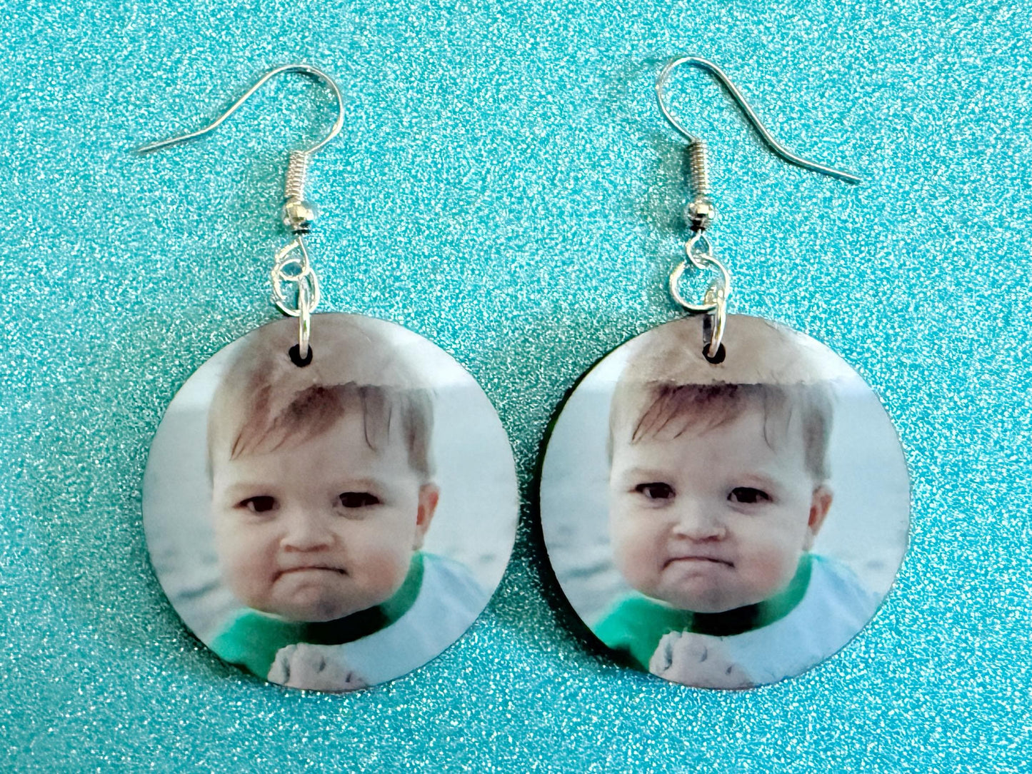 Success Kid Meme Earrings: Wooden Sublimated Meme Earrings, Successful Baby Meme, Winner, Novelty, Pop Culture, Best Gifts for Her/Him/Them