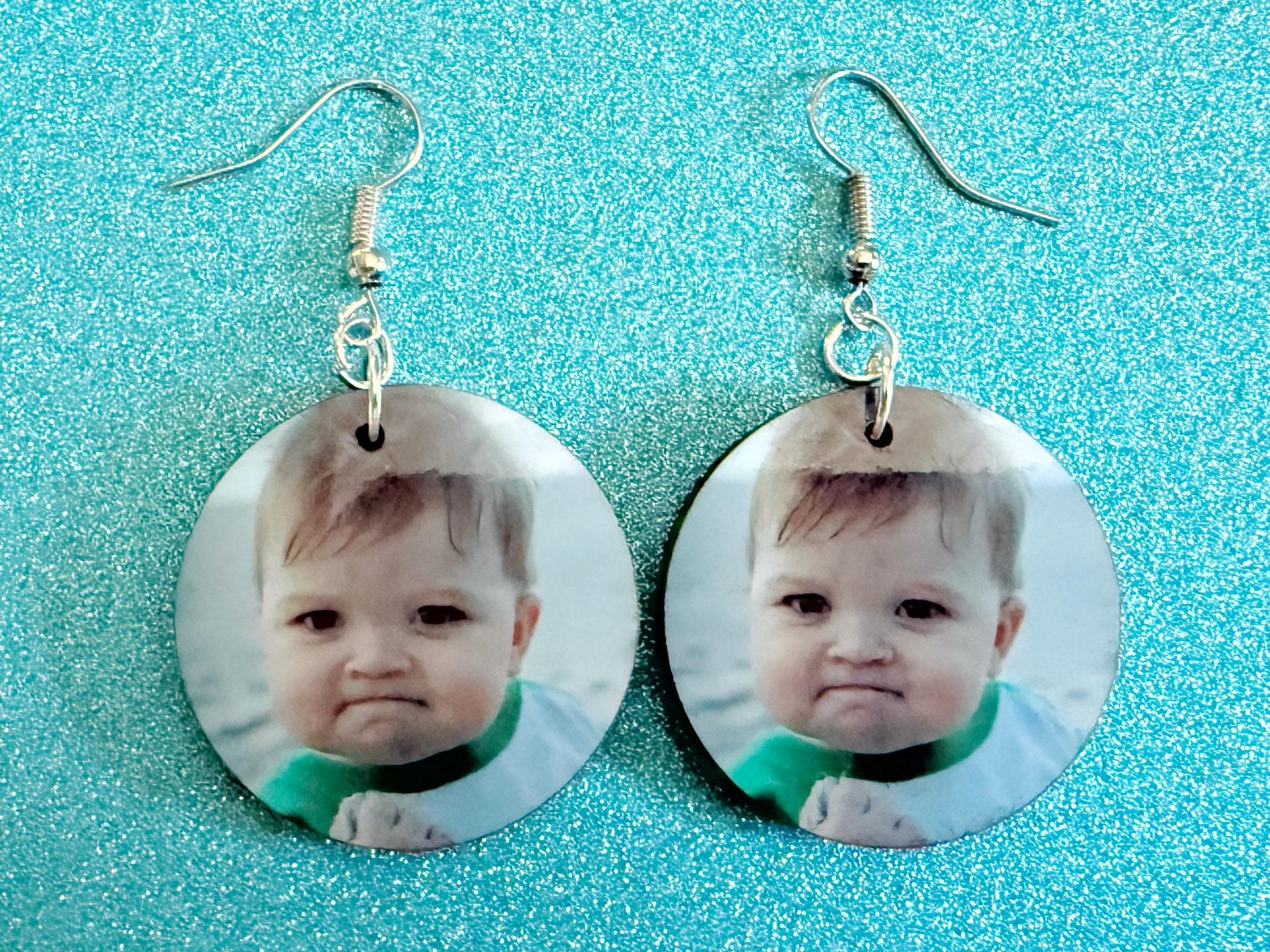 Success Kid Meme Earrings: Wooden Sublimated Meme Earrings, Successful Baby Meme, Winner, Novelty, Pop Culture, Best Gifts for Her/Him/Them