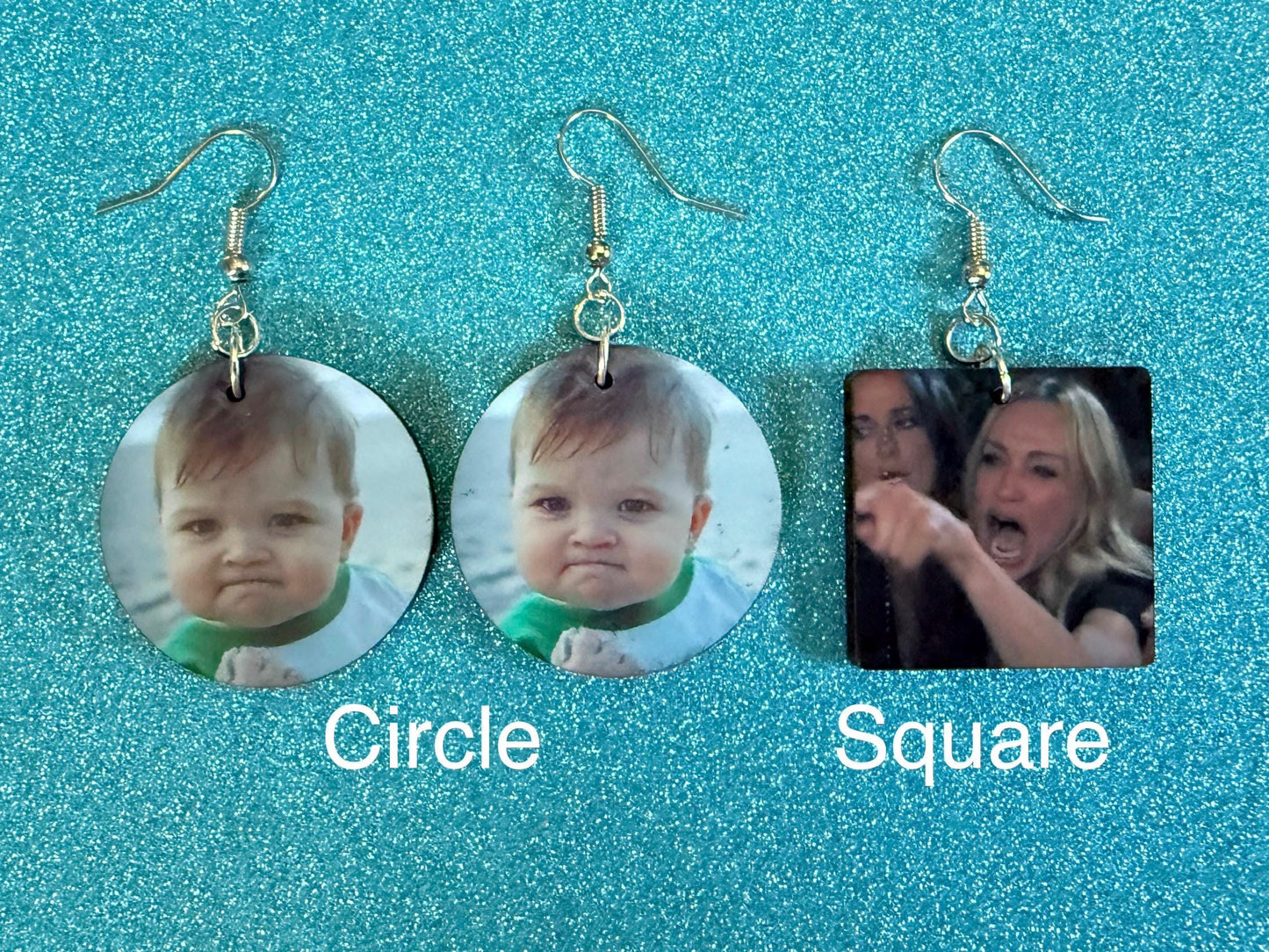Success Kid Meme Earrings: Wooden Sublimated Meme Earrings, Successful Baby Meme, Winner, Novelty, Pop Culture, Best Gifts for Her/Him/Them