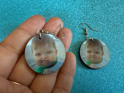 Success Kid Meme Earrings: Wooden Sublimated Meme Earrings, Successful Baby Meme, Winner, Novelty, Pop Culture, Best Gifts for Her/Him/Them