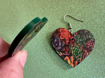 Succulent Earrings: Laser Cut Acrylic Succulents, Cacti, House Plants, Greenhouse, Botany, Green Earrings, Best Gifts for Her/Him/Them