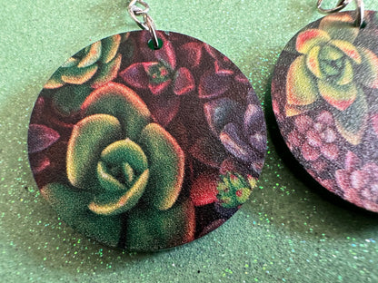 Succulent Earrings: Laser Cut Acrylic Succulents, Cacti, House Plants, Greenhouse, Botany, Green Earrings, Best Gifts for Her/Him/Them