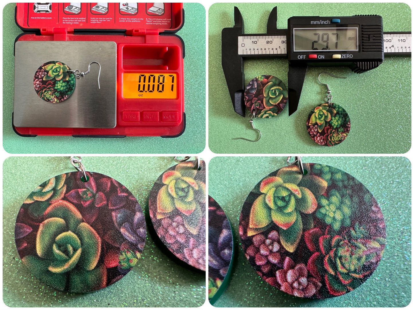 Succulent Earrings: Laser Cut Acrylic Succulents, Cacti, House Plants, Greenhouse, Botany, Green Earrings, Best Gifts for Her/Him/Them