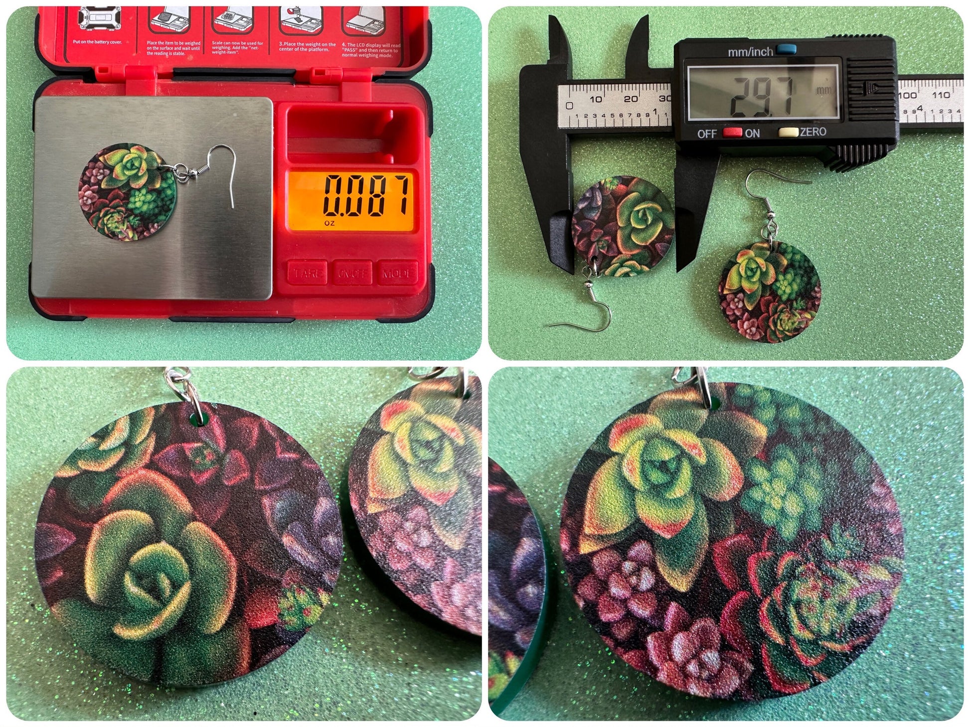Succulent Earrings: Laser Cut Acrylic Succulents, Cacti, House Plants, Greenhouse, Botany, Green Earrings, Best Gifts for Her/Him/Them