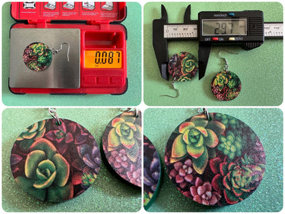 Succulent Earrings: Laser Cut Acrylic Succulents, Cacti, House Plants, Greenhouse, Botany, Green Earrings, Best Gifts for Her/Him/Them