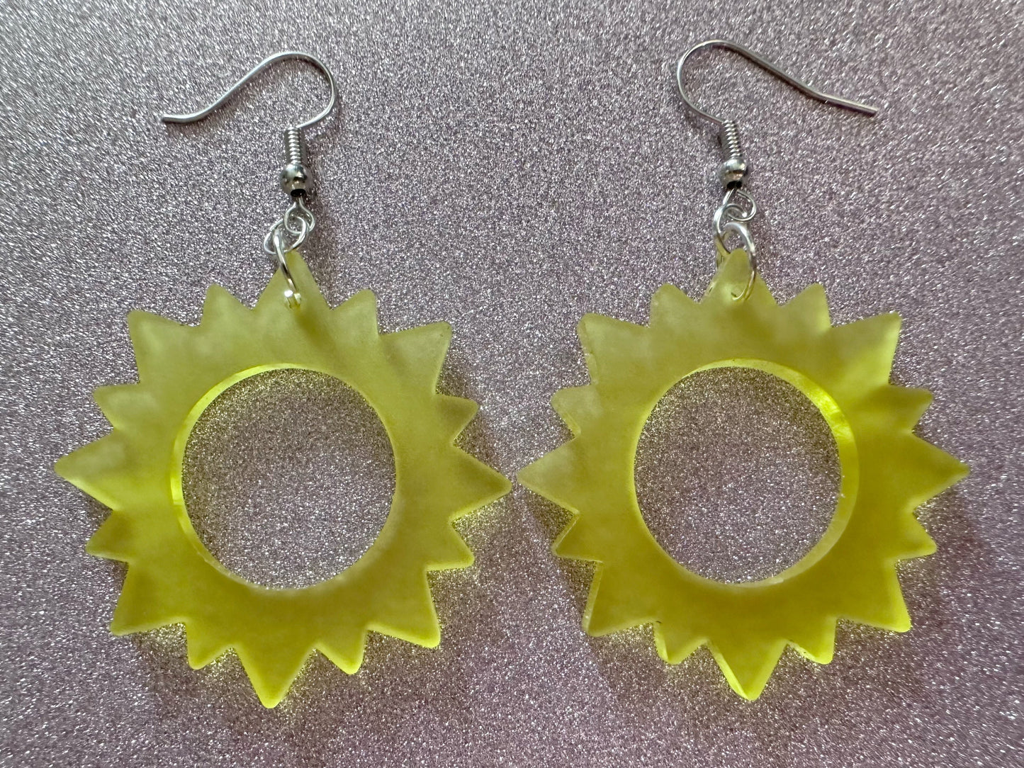 Sun Earrings: Laser Cut Acrylic Suns, Sunshine, Hot Weather, Good Weather, Warm Climate, Best Gifts for Her/Him/Them