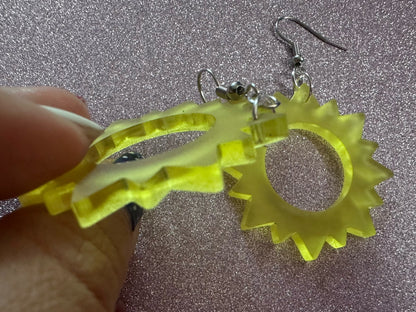 Sun Earrings: Laser Cut Acrylic Suns, Sunshine, Hot Weather, Good Weather, Warm Climate, Best Gifts for Her/Him/Them