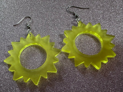 Sun Earrings: Laser Cut Acrylic Suns, Sunshine, Hot Weather, Good Weather, Warm Climate, Best Gifts for Her/Him/Them