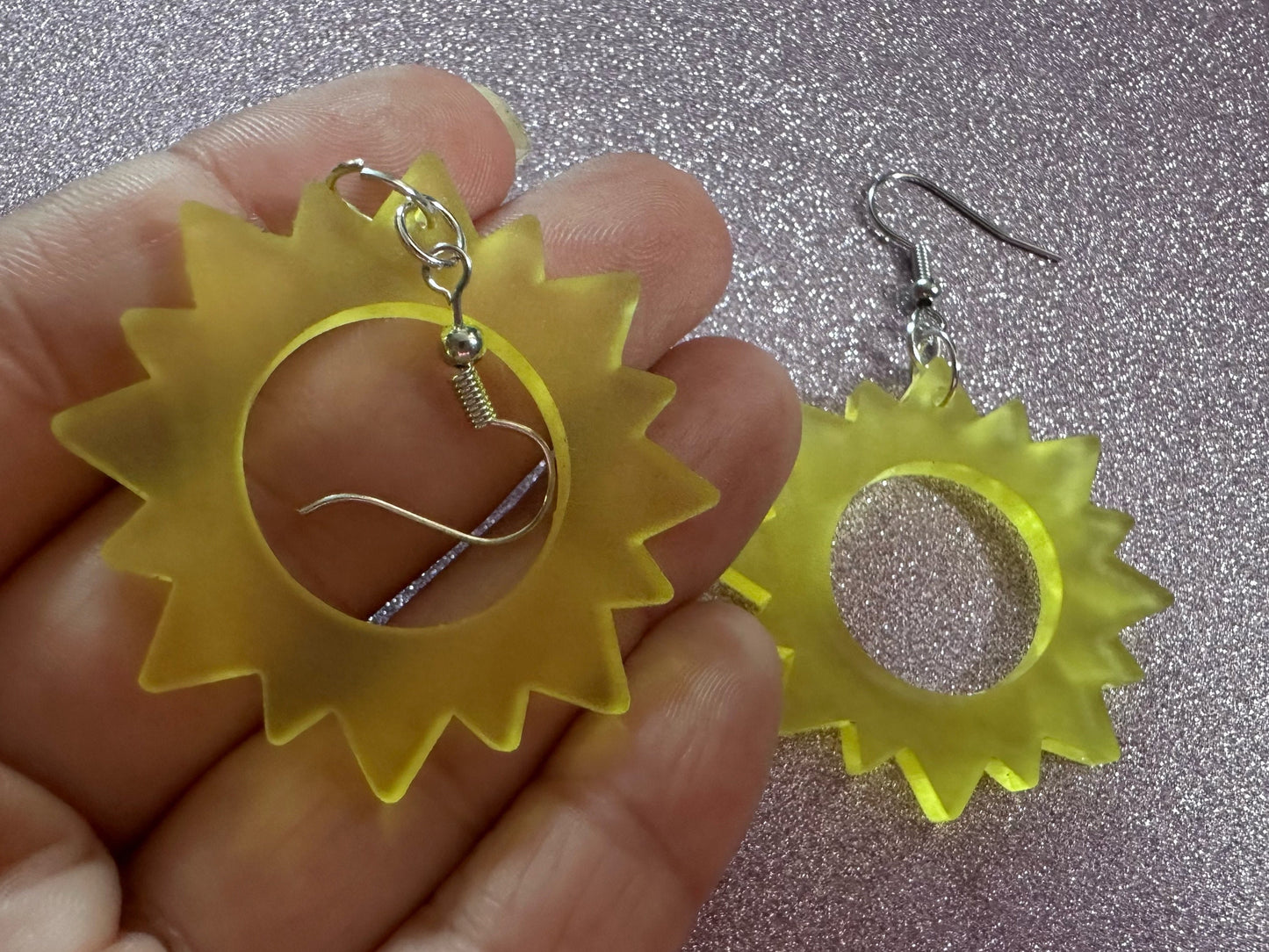 Sun Earrings: Laser Cut Acrylic Suns, Sunshine, Hot Weather, Good Weather, Warm Climate, Best Gifts for Her/Him/Them