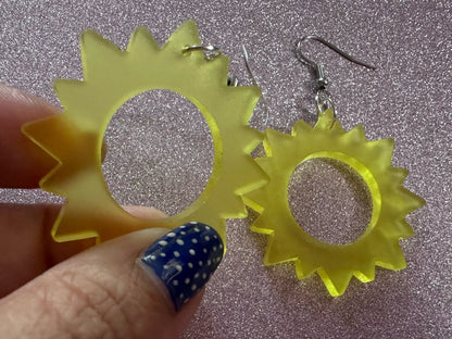 Sun Earrings: Laser Cut Acrylic Suns, Sunshine, Hot Weather, Good Weather, Warm Climate, Best Gifts for Her/Him/Them