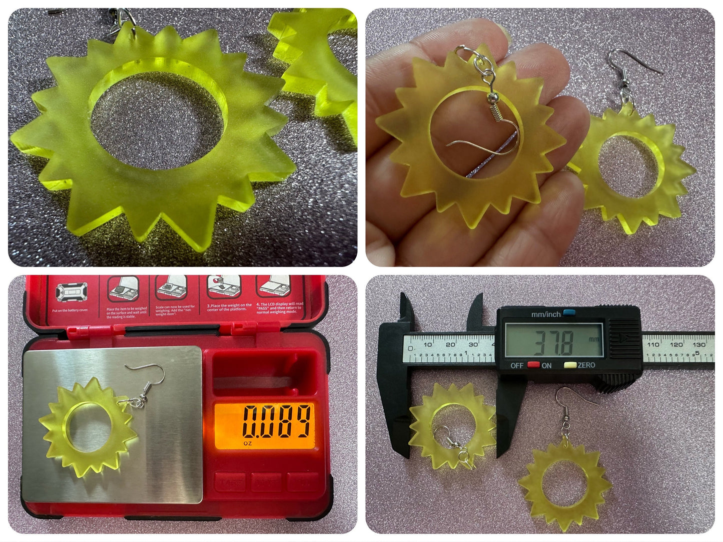 Sun Earrings: Laser Cut Acrylic Suns, Sunshine, Hot Weather, Good Weather, Warm Climate, Best Gifts for Her/Him/Them