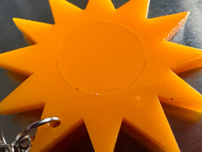 Sun Earrings: Laser Cut Acrylic Suns, Sunshine, Hot Weather, Good Weather, Warm Climate, Gifts for Her/Him/Them