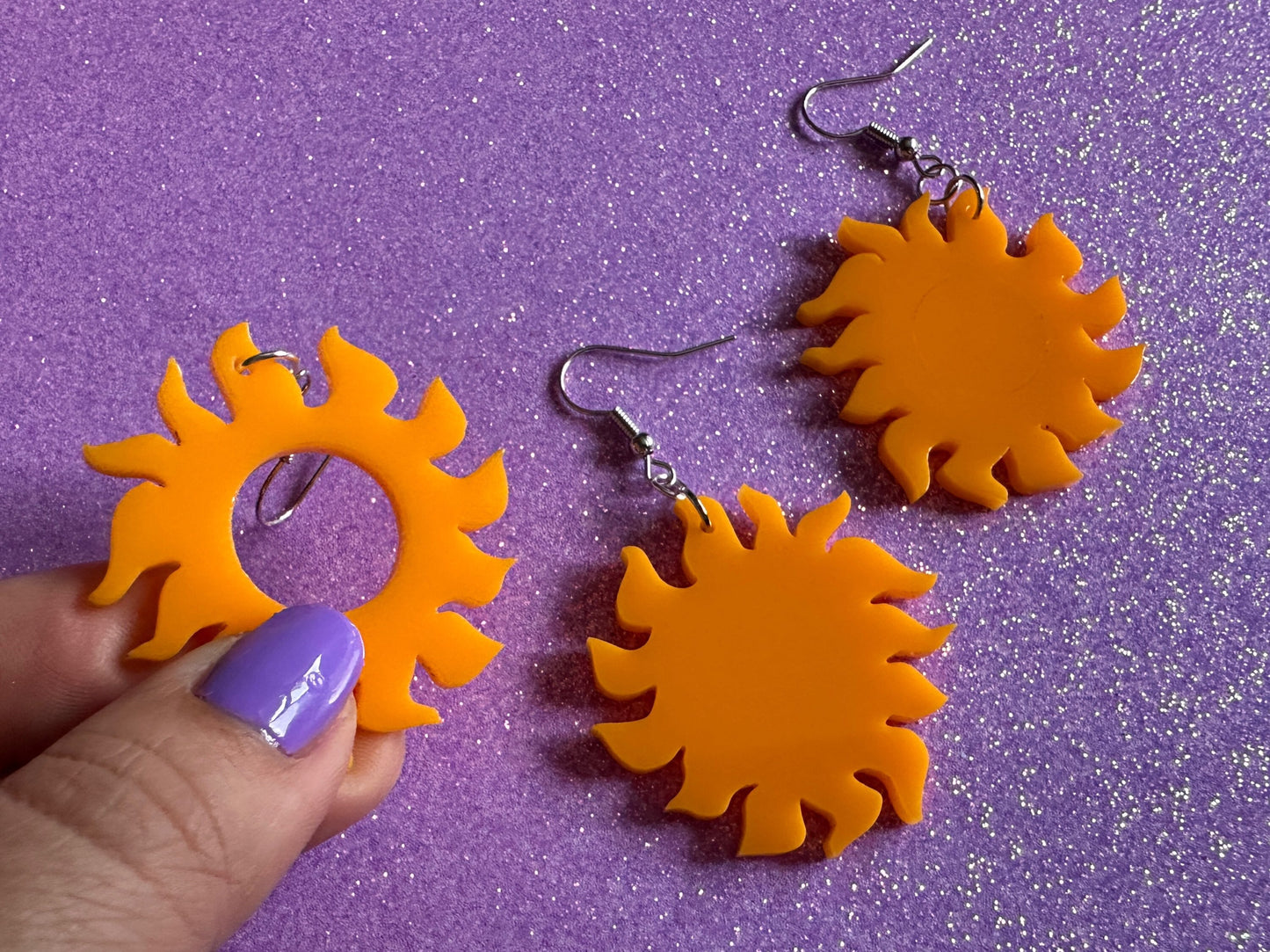 Sun Earrings: Laser Cut Acrylic Suns, Sunshine, Hot Weather, Good Weather, Warm Climate, Gifts for Her/Him/Them