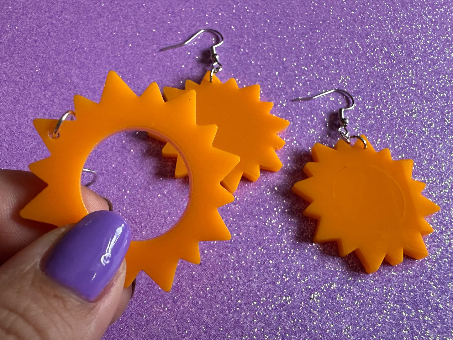 Sun Earrings: Laser Cut Acrylic Suns, Sunshine, Hot Weather, Good Weather, Warm Climate, Gifts for Her/Him/Them