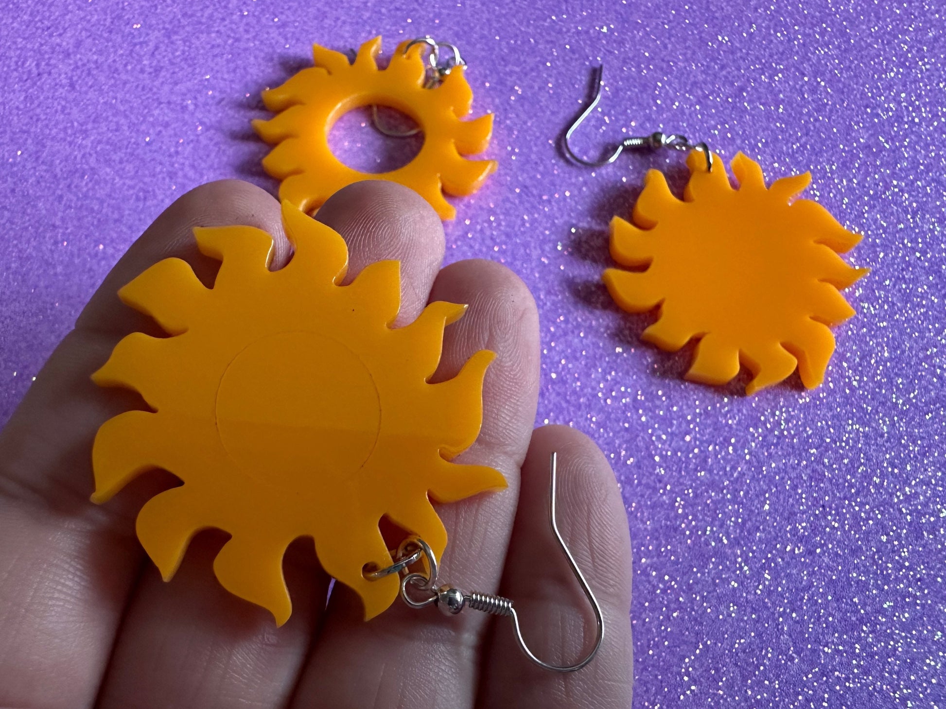 Sun Earrings: Laser Cut Acrylic Suns, Sunshine, Hot Weather, Good Weather, Warm Climate, Gifts for Her/Him/Them