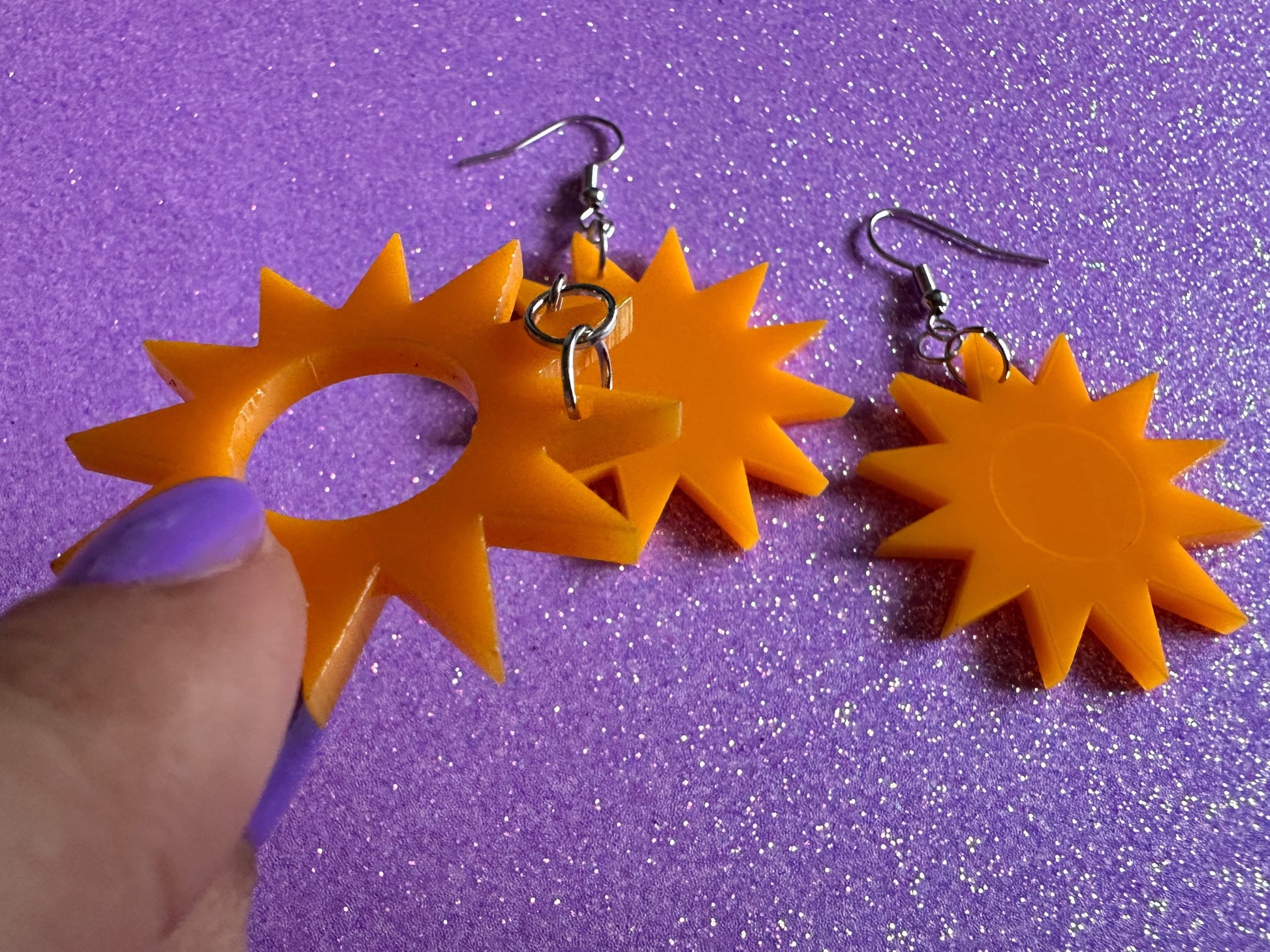 Sun Earrings: Laser Cut Acrylic Suns, Sunshine, Hot Weather, Good Weather, Warm Climate, Gifts for Her/Him/Them