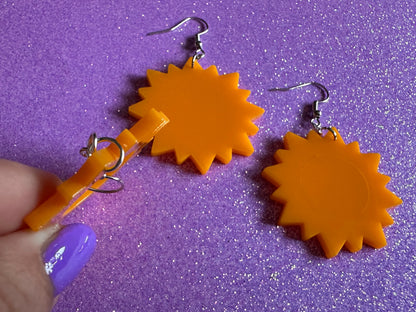 Sun Earrings: Laser Cut Acrylic Suns, Sunshine, Hot Weather, Good Weather, Warm Climate, Gifts for Her/Him/Them