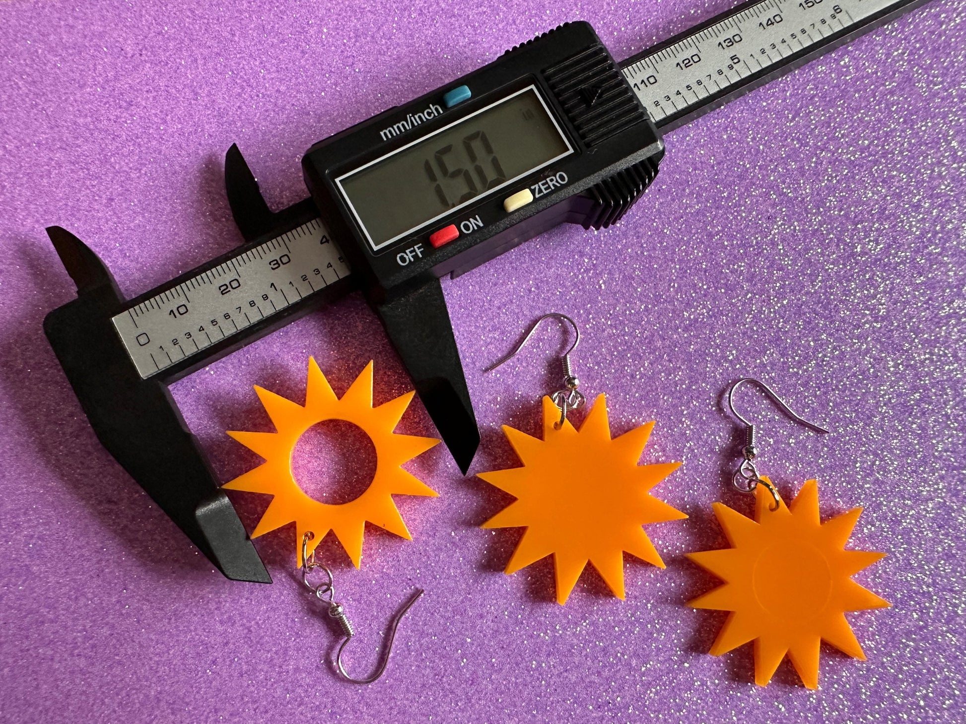Sun Earrings: Laser Cut Acrylic Suns, Sunshine, Hot Weather, Good Weather, Warm Climate, Gifts for Her/Him/Them