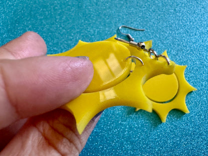 Sun Earrings: Laser Cut Acrylic Suns, Sunshine, Hot Weather, Good Weather, Warm Climate, Tropical Holiday, Best Gifts for Her/Him/Them