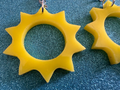 Sun Earrings: Laser Cut Acrylic Suns, Sunshine, Hot Weather, Good Weather, Warm Climate, Tropical Holiday, Best Gifts for Her/Him/Them
