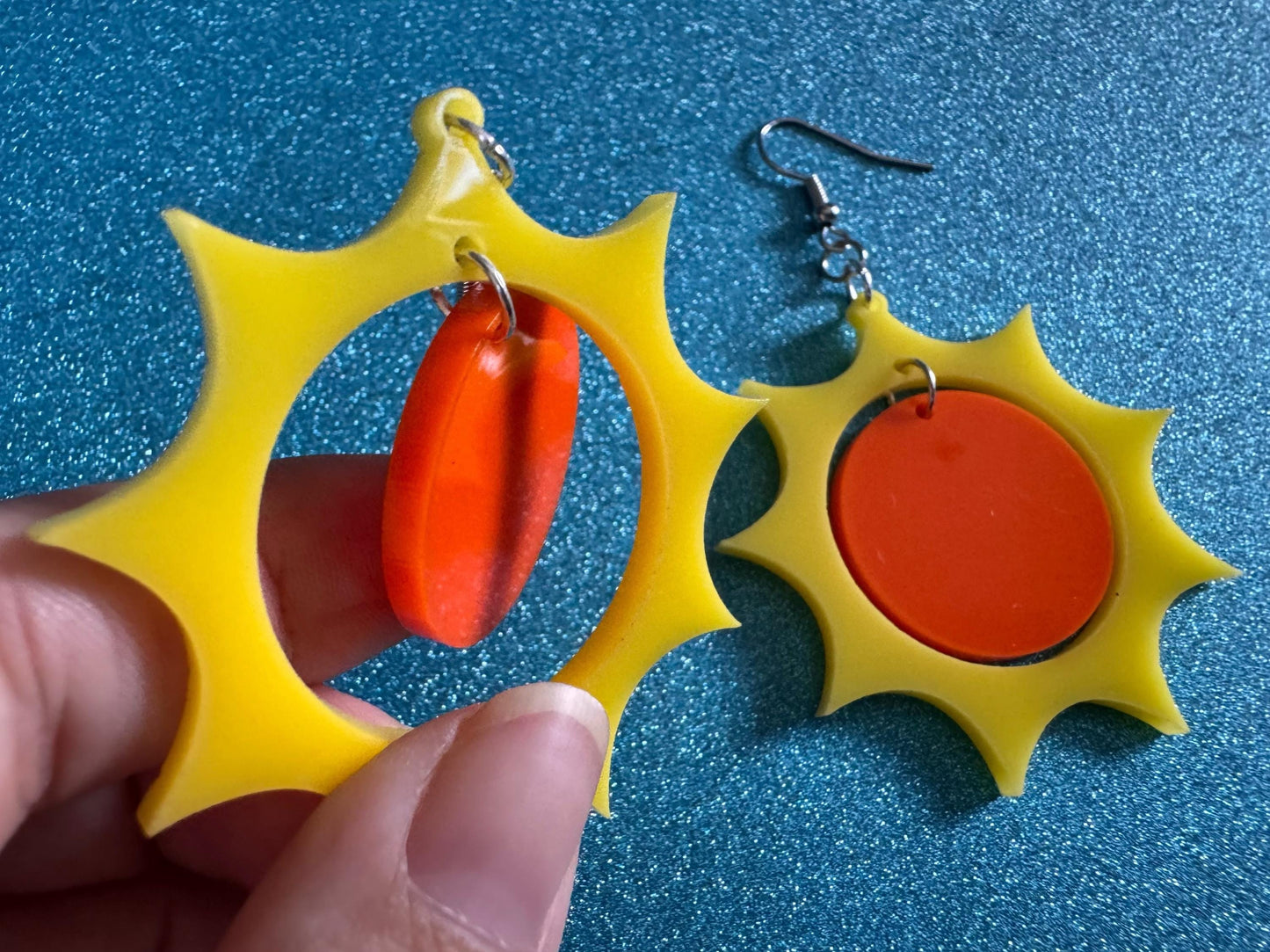 Sun Earrings: Laser Cut Acrylic Suns, Sunshine, Hot Weather, Good Weather, Warm Climate, Tropical Holiday, Best Gifts for Her/Him/Them