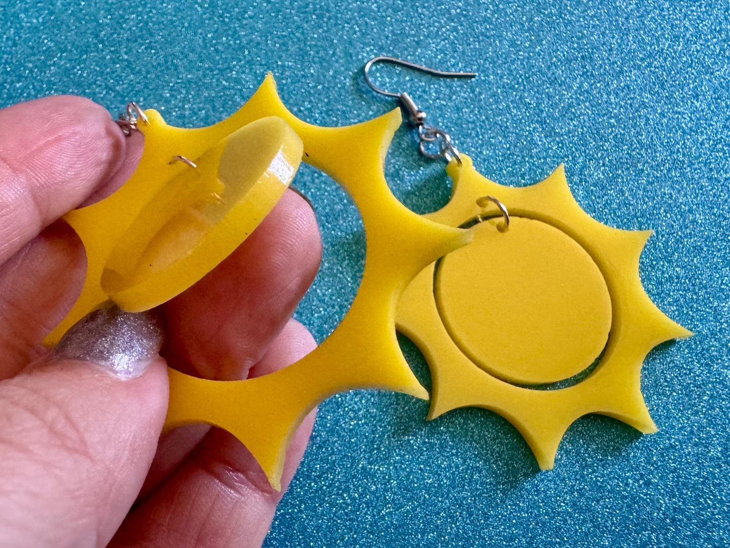Sun Earrings: Laser Cut Acrylic Suns, Sunshine, Hot Weather, Good Weather, Warm Climate, Tropical Holiday, Best Gifts for Her/Him/Them