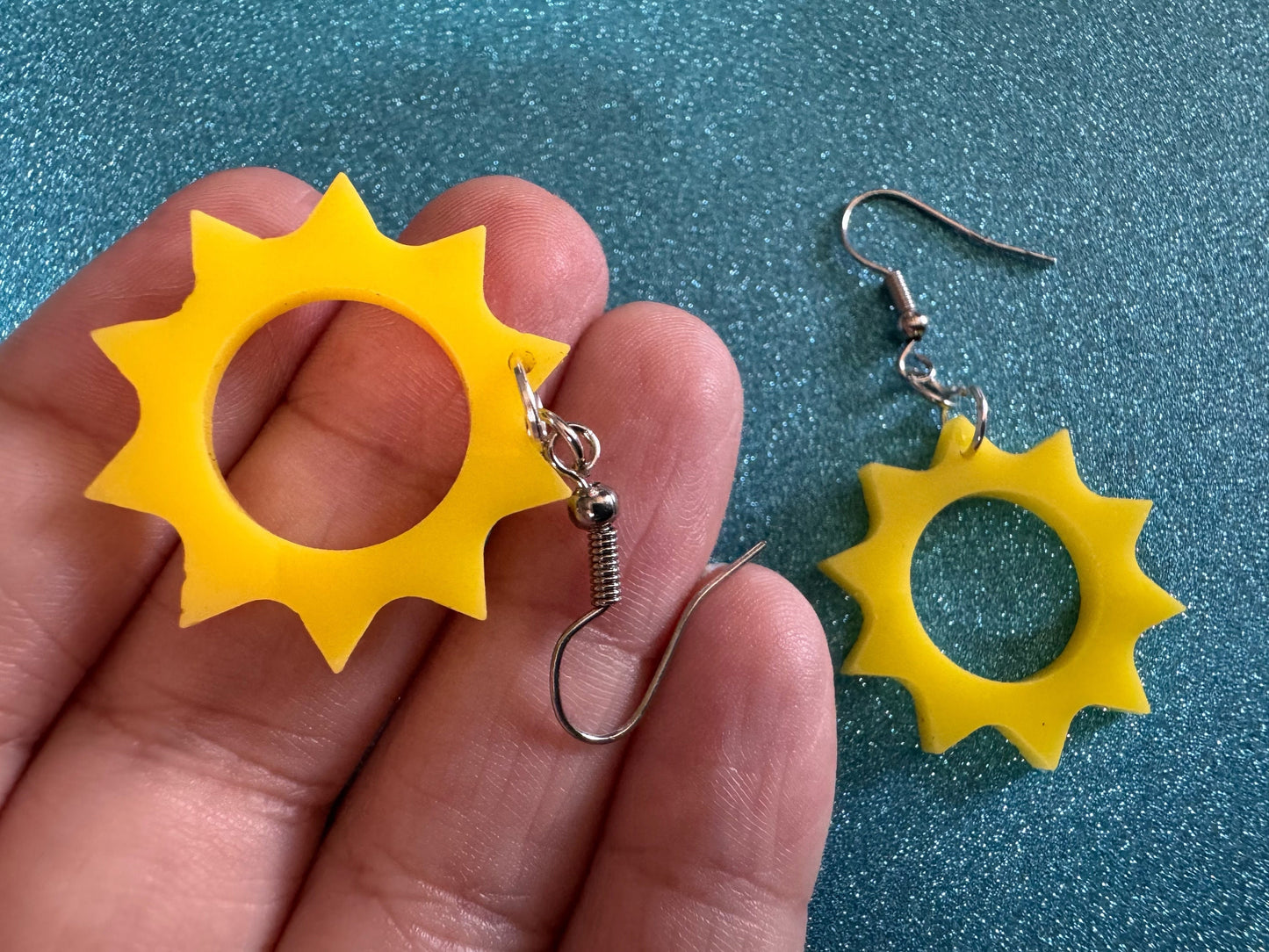Sun Earrings: Laser Cut Acrylic Suns, Sunshine, Hot Weather, Good Weather, Warm Climate, Tropical Holiday, Best Gifts for Her/Him/Them