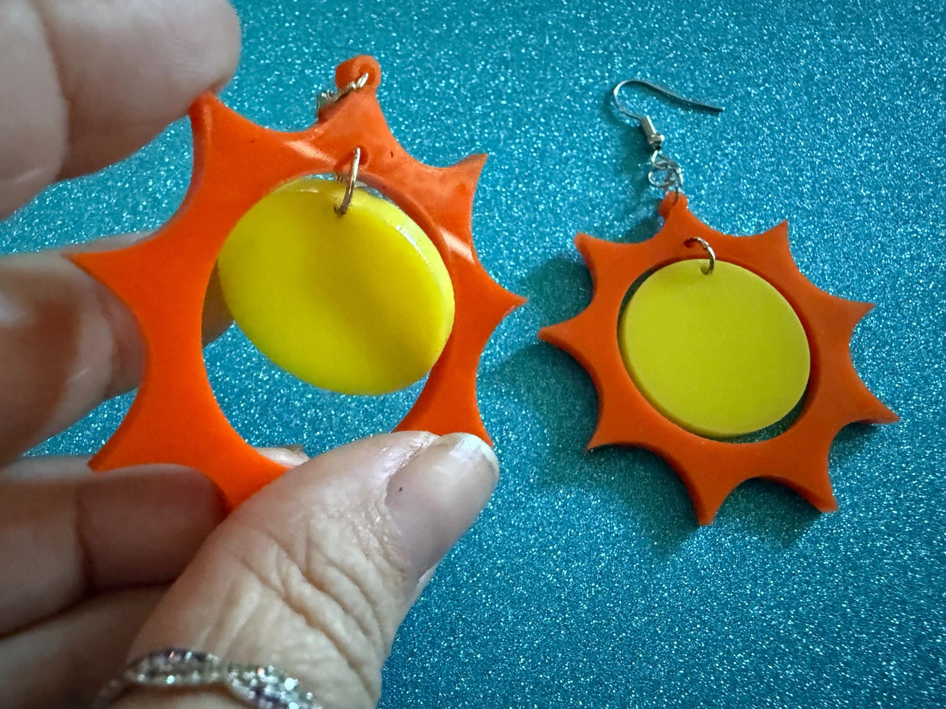 Sun Earrings: Laser Cut Acrylic Suns, Sunshine, Hot Weather, Good Weather, Warm Climate, Tropical Holiday, Best Gifts for Her/Him/Them