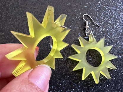 Sun Earrings: Laser Cut Acrylic Suns, Sunshine, Hot Weather, Good Weather, Warm Climate, Tropical Holiday, Best Gifts for Her/Him/Them
