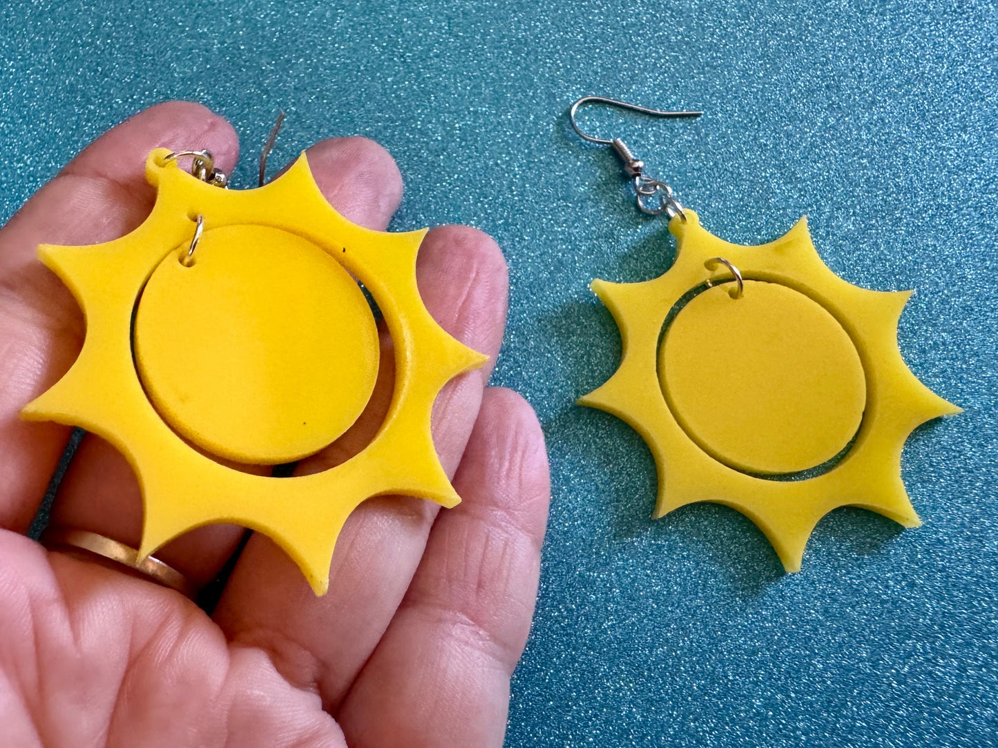Sun Earrings: Laser Cut Acrylic Suns, Sunshine, Hot Weather, Good Weather, Warm Climate, Tropical Holiday, Best Gifts for Her/Him/Them