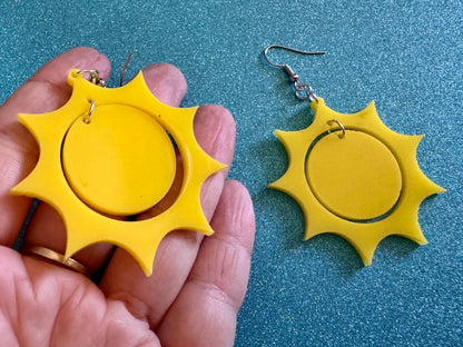 Sun Earrings: Laser Cut Acrylic Suns, Sunshine, Hot Weather, Good Weather, Warm Climate, Tropical Holiday, Best Gifts for Her/Him/Them