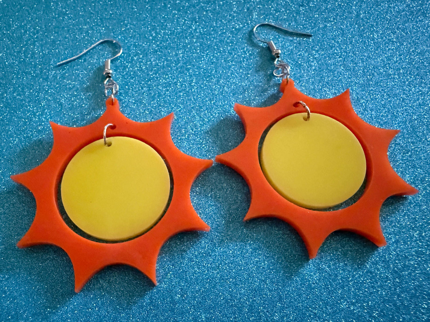 Sun Earrings: Laser Cut Acrylic Suns, Sunshine, Hot Weather, Good Weather, Warm Climate, Tropical Holiday, Best Gifts for Her/Him/Them